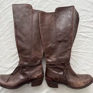 UGG Women's Brown Leather Knee-High Boots